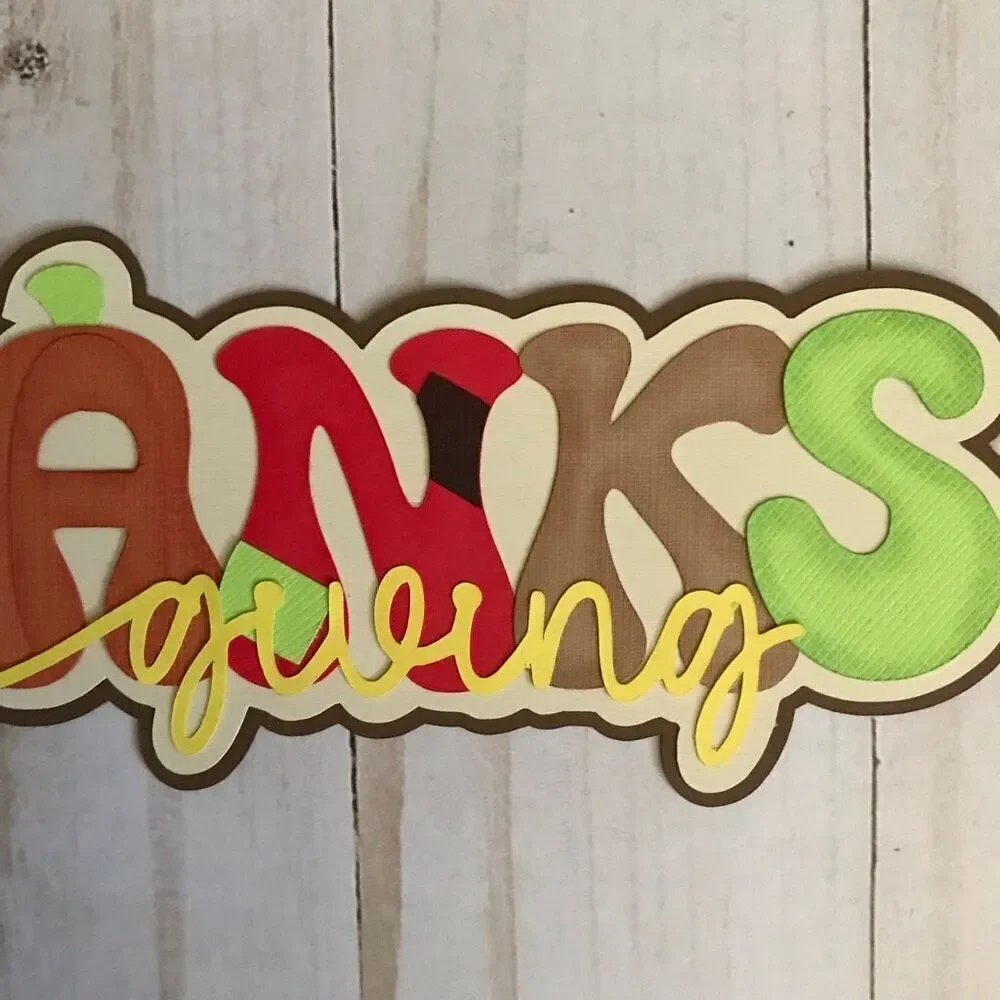3-D Scrapbook or card title Thanksgiving paper pieced Handmade acid free